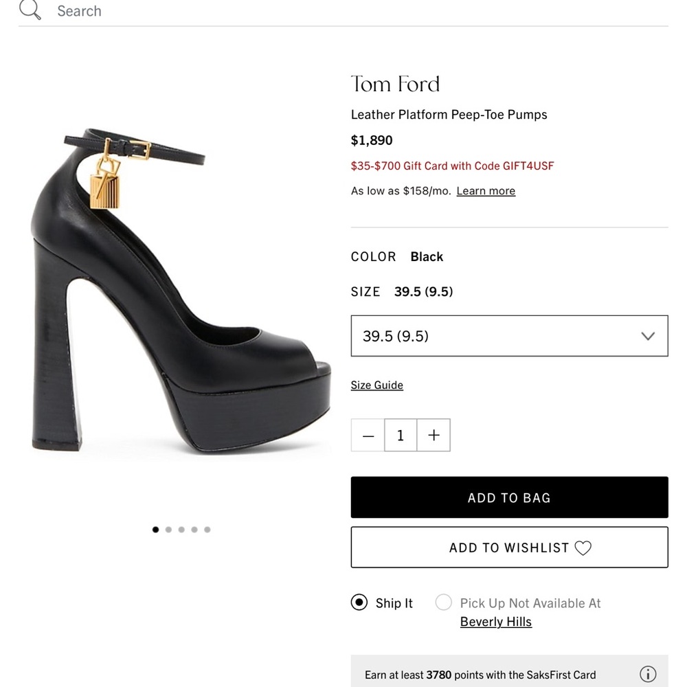 NEW! Tom Ford Leather Peep Toe Padlock Platform Pumps women’s - Picture 16 of 16